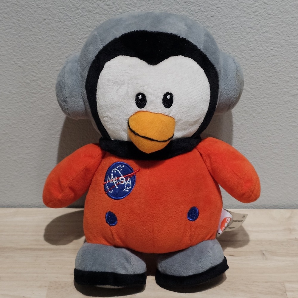 Fiesta NASA Astronaut Plushie Penguin Orange Suit With NASA Logo 10" Tall